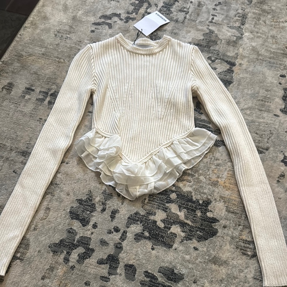 Bershka Ribbed Sweater with Ruffles - Picture 2 of 3